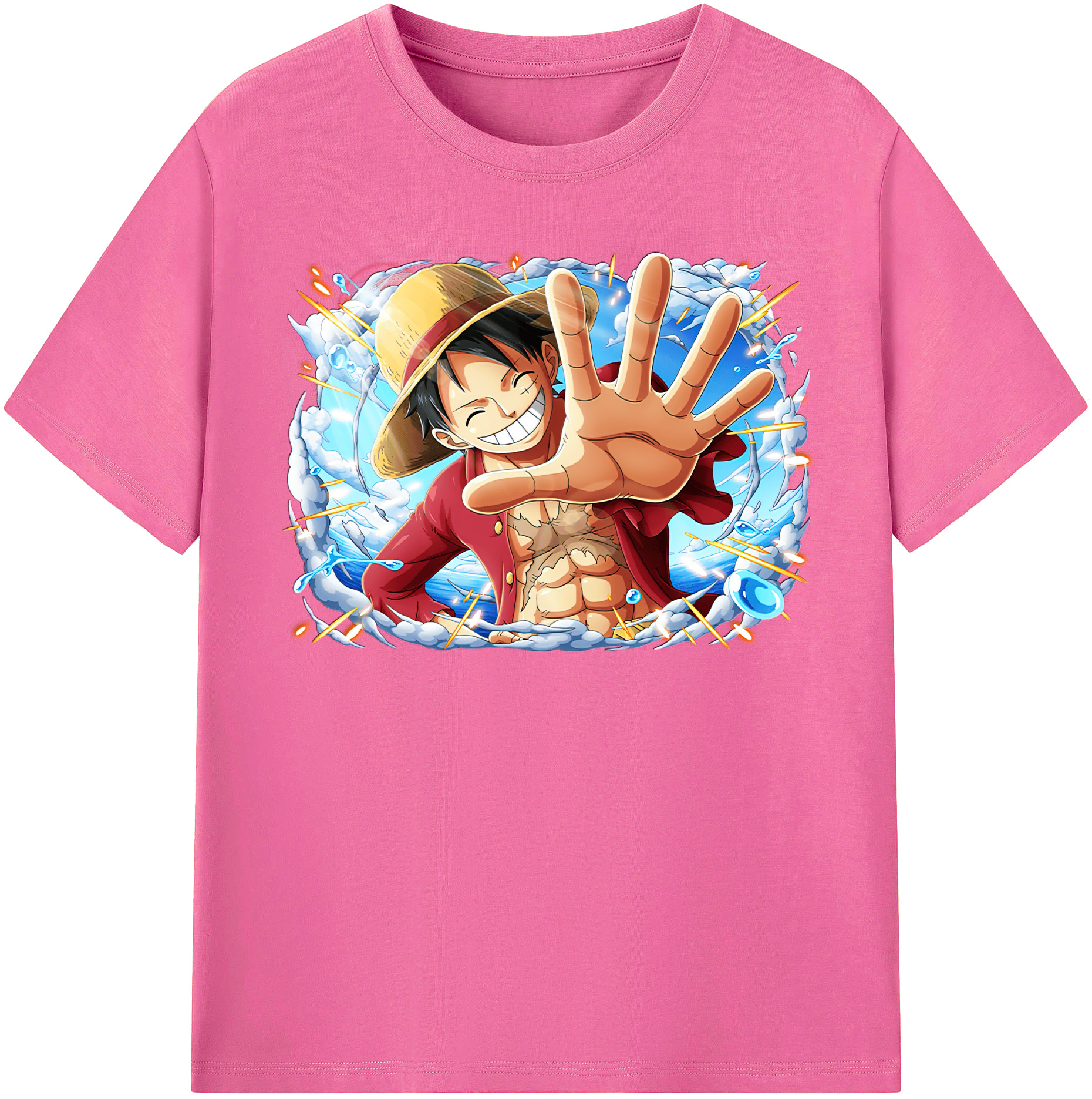 ワンピース モンキー・D・ルフィ ONE PIECE Monkey D. Luffy レディースカジュアルプリントTシャツ（綿100％）